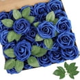 thumbnail image 1 of Flores artificiales rosas rojas, 25/50 unidades, rosas falsas de aspecto real con tallo para ramos de boda, centros de mesa, arreglos para fiestas, baby shower, decoraciones para el hogar, 1 of 6