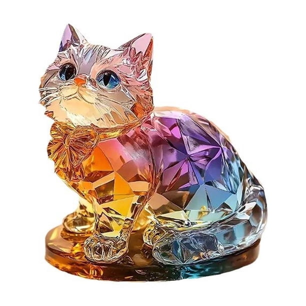 HWRETIE - Figura de gato de acrílico 2D de color plano para escritorio,figura de gato colorida para el hogar y la oficina,adorno de gato de acrílico moderno para exhibición de mesa