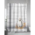 thumbnail image 5 of Fall Shower Curtain White Pumpkin Shower Curtains for Bathroom Thanksgiving Decor, Waterproof Polyester Shower Curtain Set with Hooks, Extra Long 72" x 96" Stripe White Wood Grain, 5 of 6