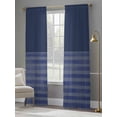 thumbnail image 4 of Blue Stripes Sheer Curtains 2 Panels Set Japanese Blue Stripes Texture Sheer Window Curtains Light Filtering Rod Pocket Voile Drapes for Bedroom Living Room 52"X96", 4 of 8