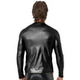 thumbnail image 5 of Men Shiny Leather T-shirt, Soft Leather, Long Sleeve, Male Shaping Shirt, 5 of 6