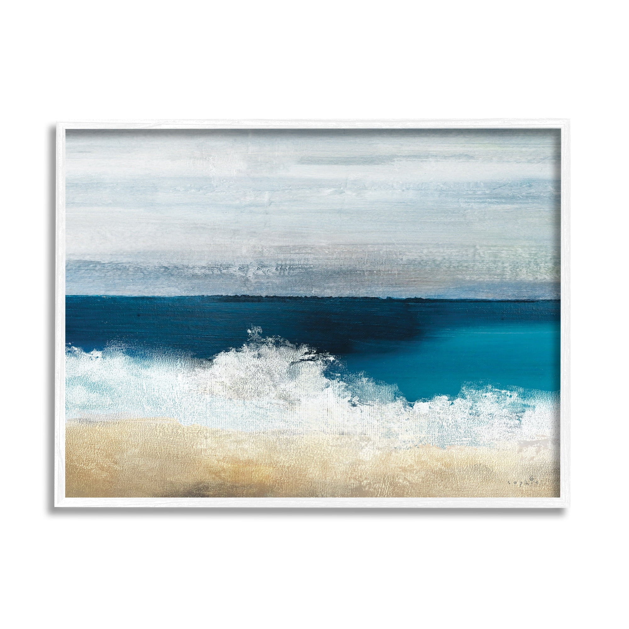 Stupell Industries Beach Waves Crashing Foam Panoramic Ocean View Painting White Framed Art Print Wall Art, Design by Sophie 6