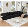 thumbnail image 2 of 142" L-Shaped Modular Sofa Set, 5-Piece Convertible Sleeper with Reconfigurable Design, No Assembly Required, Chenille Fabric, Black, 2 of 9