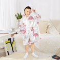 thumbnail image 6 of Wearable Blanket with Sleeves and Pocket Oversized Hooded Sweatshirt 3-14 YR Cute Pink Flamingo Pattern L, 6 of 7