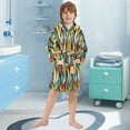 thumbnail image 5 of FORMRS Niños Bathrobe Unisex Hooded Robe Soft Plush Pajamas Sleepwear, Size 2-3T, Yellow Geometric, 5 of 7