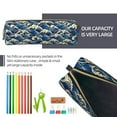 thumbnail image 5 of Rateoe Japanese Water Wave Print Leather Pencil Case with Smooth Zipper, Compact Storage for Writing Tools & Art Supplies, 8.26" x 1.96" x 2.16", 5 of 7