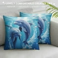 thumbnail image 3 of GOSMITH  Dolphins in Love Printed Plush Pillow Cover Decorative Pillow Cover Square Cushion Cover, 3 of 5