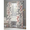 thumbnail image 4 of Grey Red Botanical Sheer Curtains 108 Inch Length 2 Panels Set Window Treatments, Rustic Country Spring Floral Summer Leaf Rod Pocket Semi Curtains for Living Room/Bedroom/Kitchen, 104"W x 108"L, 4 of 7