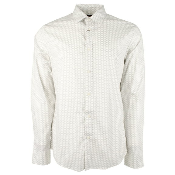 Men's Stretch MK Printed Slim Fit Long Sleeve Shirt Nckl Large
