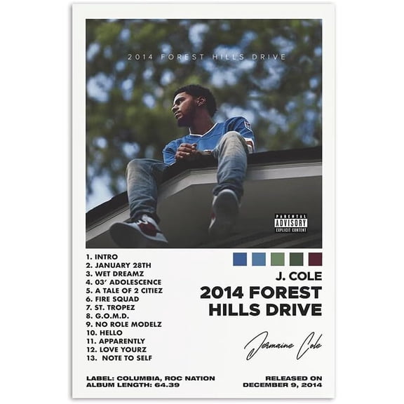 Canvas Poster 2014 Forest Hills Drive Music Album Cover Poster for Room Aesthetic Size 24''x36'' Goldengate