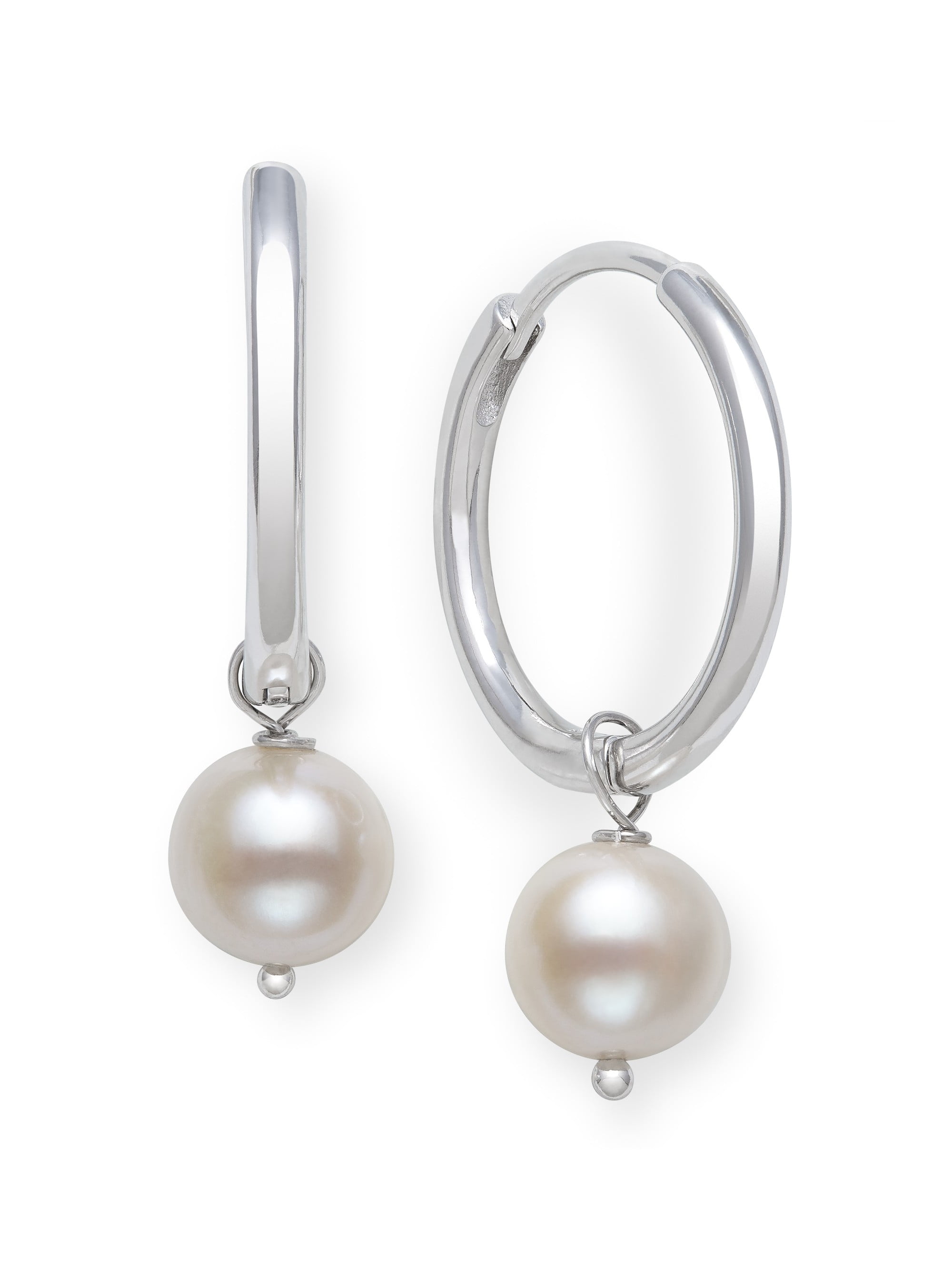 Pearl Earrings Freshwater Cultured Cluster Platinum Plated Solid Sterling Silver 