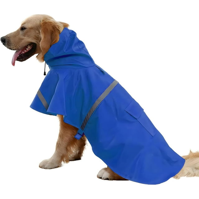 Large Dog Waterproof Adjustable Rain Poncho Lightweight Reflective Pink XXL