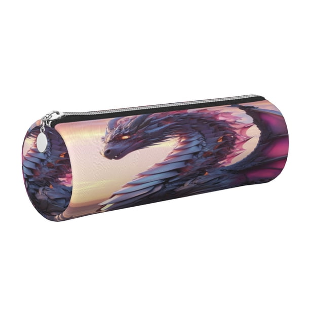 Disketp Dragon Estuche Organizador de Lápices de Cuero, Estuche de Oficina con Cremallera para Bolígrafo y Lápiz