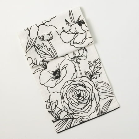 

72 Floral Line Art Table Runner Black