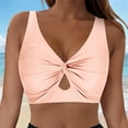 thumbnail image 2 of vigerkar Bikini Tops for Women Tankini Tops Beach Padded Knot Twist Cut Out Adjustable Swimwear Top Only Light Pink, XXL, 2 of 8