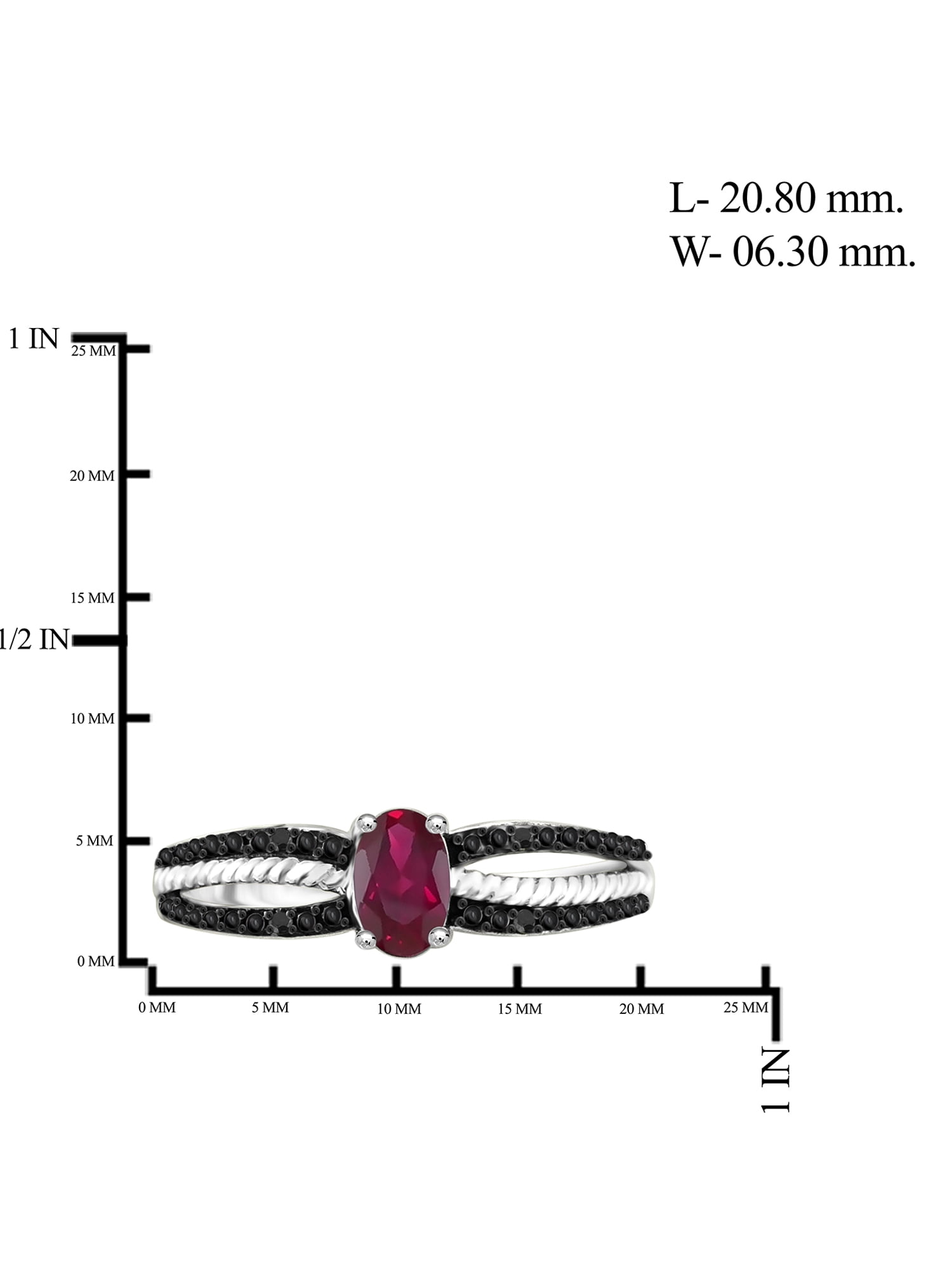 JewelersClub Ruby Ring Birthstone Jewelry – 0.50 Carat Ruby Sterling Silver Ring Jewelry with Black Diamond Accent – Gemstone Rings with Hypoallergenic Sterling Silver Band