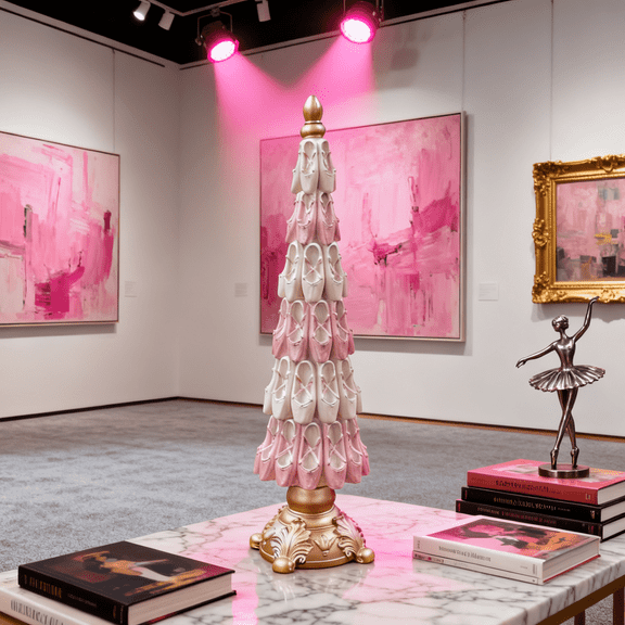 7.87in Christmas Tree, Elegant Ballerina Ornament for Christmas Tree Pink Ballet Shoe Inspired Decor with Detailed Ribbons and Sparkling Crystalline Accents Dancing Christmas Tree | Pink