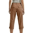 thumbnail image 6 of FRSASU Women Capri Pants Summer Solid Color Casual Hiking Cargo Elastic Waist Dressy Cropped Pants Brown, 6 of 7