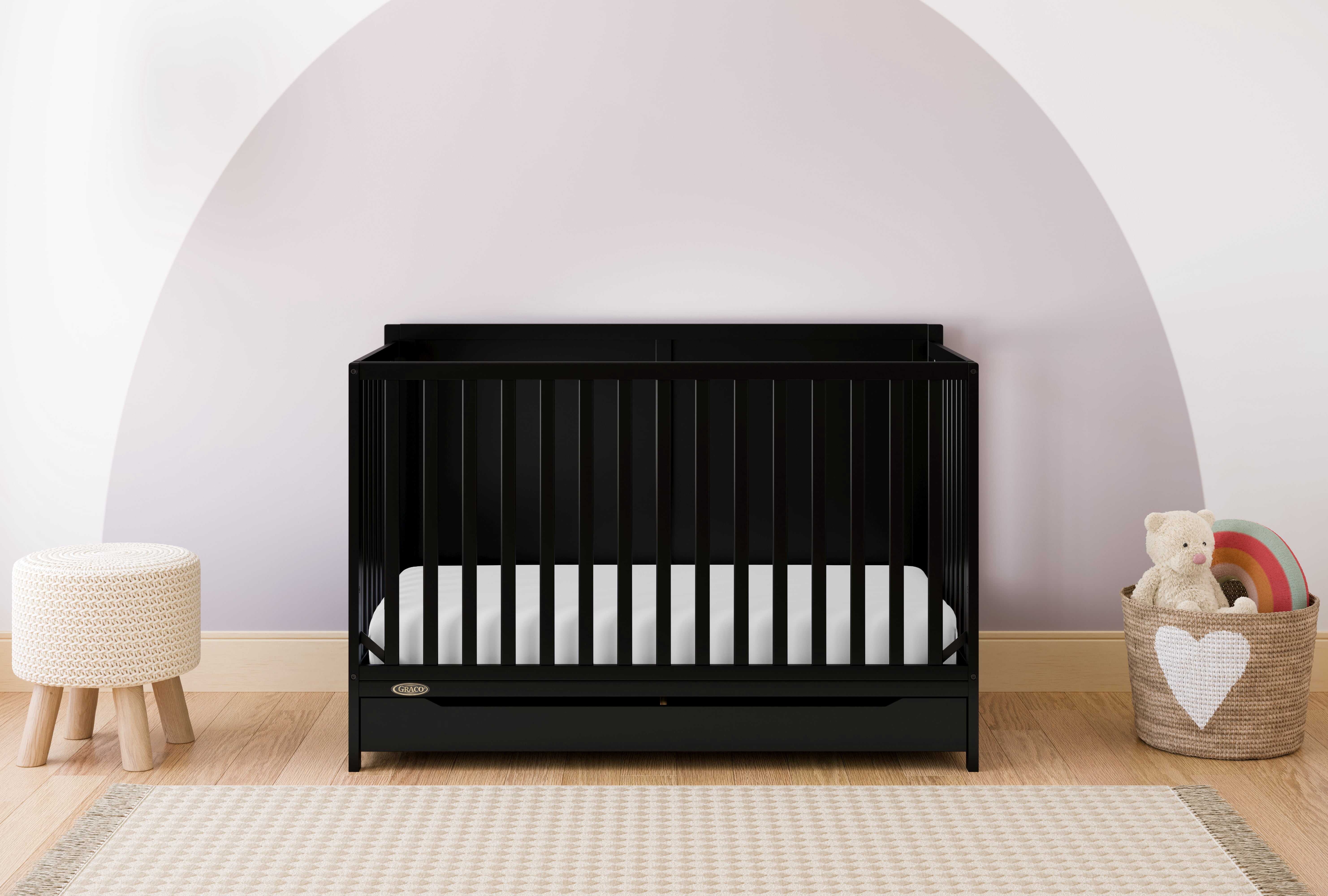 Graco Melrose 5-in-1 Convertible Baby Crib with Drawer, Black