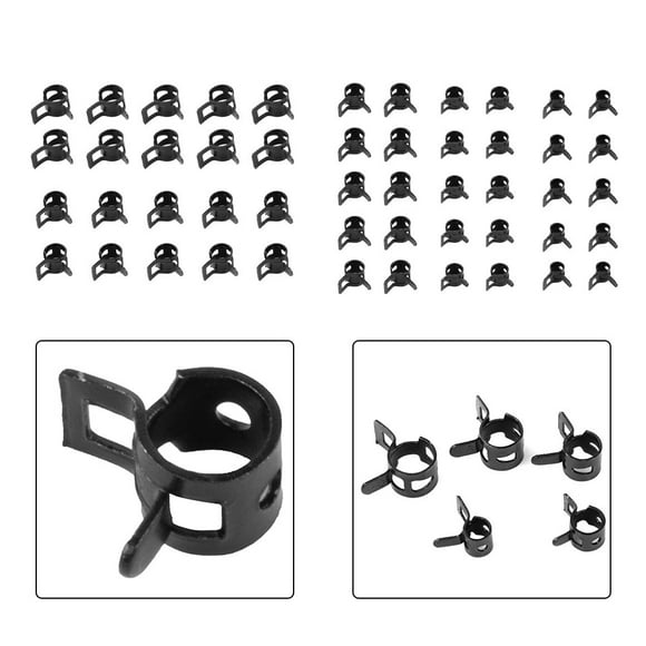 50PCS Black Spring Hose Clips/Clamps Fuel Air Gas Water Pipe Self Clamping
