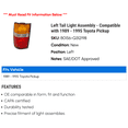 thumbnail image 2 of Left Tail Light Assembly - Compatible with 1989 - 1995 Toyota Pickup 1990 1991 1992 1993 1994, 2 of 2