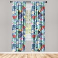 thumbnail image 3 of Ambesonne Exotic Birds Curtains, Toucan Flamingo Floral, Pair of 28"x63", Sky Blue Multicolor, 3 of 5