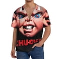 thumbnail image 7 of Lsque Chucky print Men's Cuban Collar Short Sleeve Shirt Summer Beachwear Casual Button Down Fashionable Vacation Leisure Shirt-4X-Large, 7 of 7