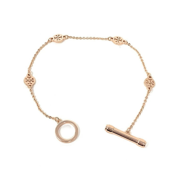 Tory Burch Double T Logo Toggle Bracelet Rose Gold