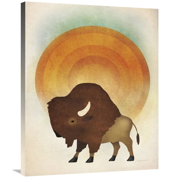 Global Gallery's 'Blazing Sun Bison' By Ryan Fowler Stretched Canvas Wall Art
