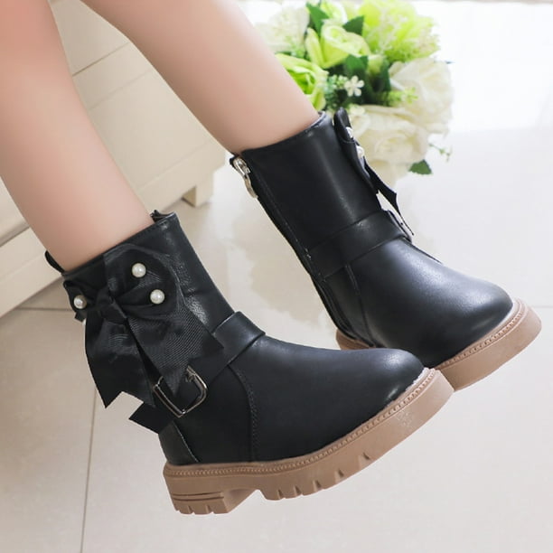 PEASKJP Toddler Girls Duck Boots Lightweight Waterproof Kids Rainboots Black 26