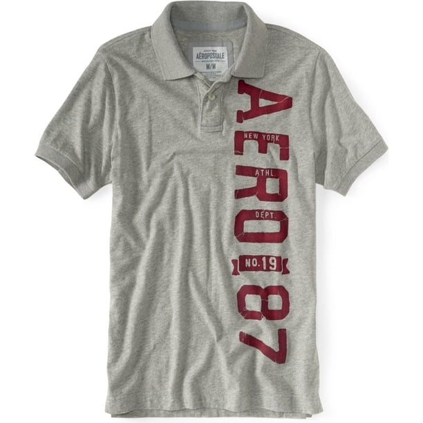 Polo de Rugby Vertical estresado Aeropostale gris extragrande
