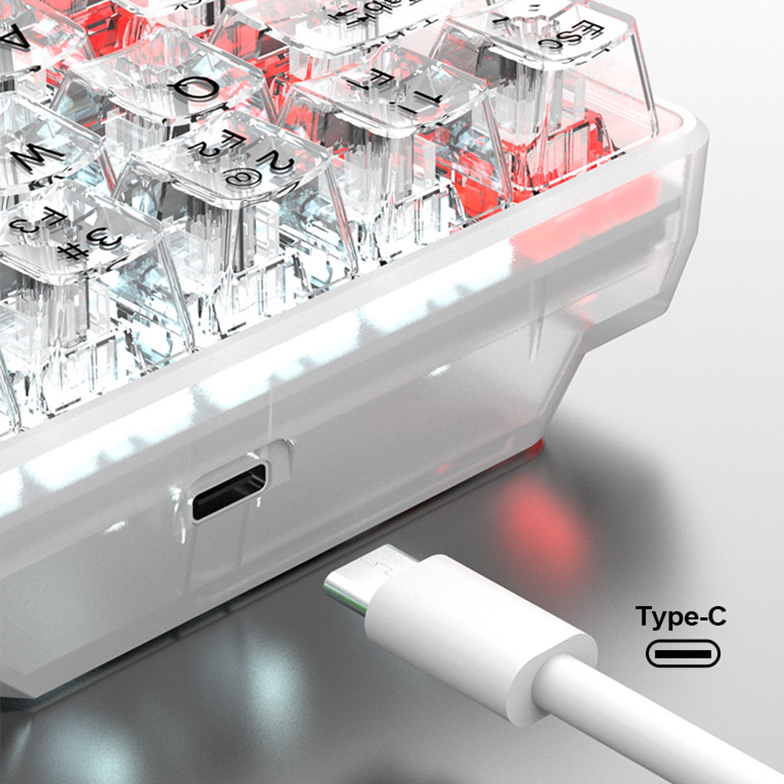 Mechanical Gaming Keyboard 61 Keys Computer Keyboard Full-Transparent Backlit USB Wired Keyboard for Laptop