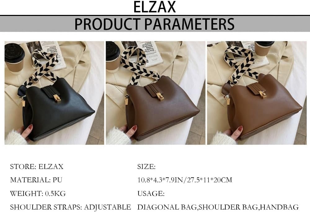 Leather Bucket Bags and Purses for Women Hobo Crossbody Bucket Handbag with Guitar Strap Casual Hobo Shoulder Bag