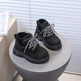 thumbnail image 6 of Babcutegg Toddler Girls Ankle Leather Boots Lace Up Low Heel Non Slip Shoes Fall Winter Fashion Martin Boots Black Size 10 Toddler, 6 of 8