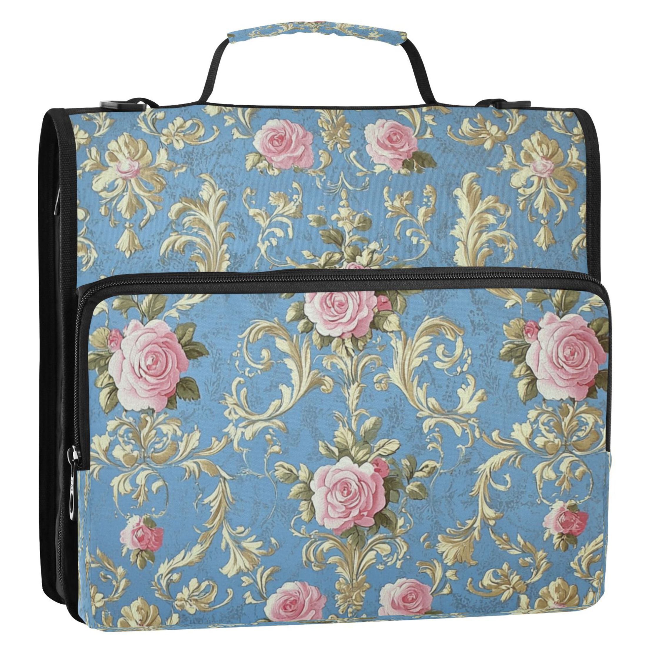 YAZAOO Zipper Binder trapper keeper Documents Organized Design Elegant Floral Damask Design Printed