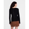 thumbnail image 3 of Scenario Women's V-Neck Ribbed Sweater with Long Sleeves, Lightweight, Sizes XS-XXXL, 3 of 5