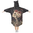 thumbnail image 2 of FORMRS Wearable Blanket Hoodie with Sleeves for Kids Cozy Flannel Sweatshirt, Skeleton with Flowers Pattern, 2 of 7