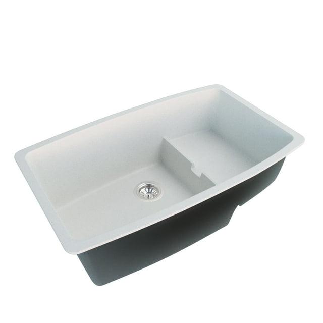 A&E Bath and Shower Hydrelia 30 In. Granite Double Bowl Kitchen Sink In White