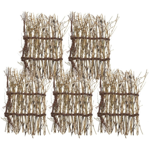 5pcs Mini Bamboo Fences for Decor Durable Plastic Brown Small House Scene Accessories