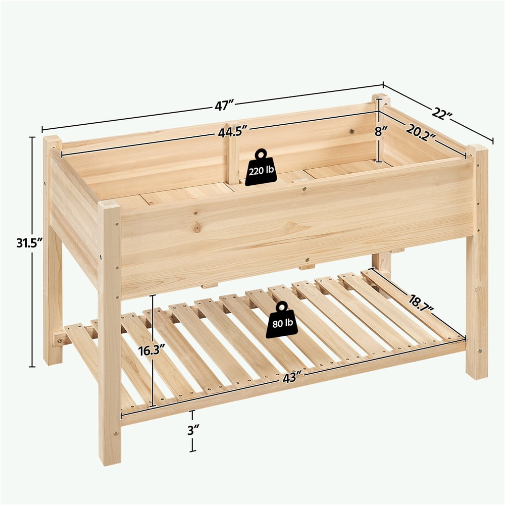 Alden design 2 Tiers Wood Elevated Raised Garden Bed Planter Box for Vegetables Flowers Herbs Outdoor/Indoor