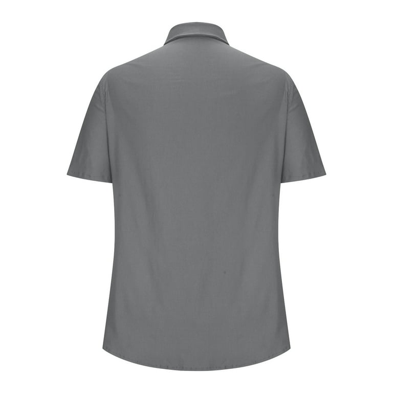 back of dress shirt baggy Blmnix Baggy Men's T Shirts Dress Shirt Guide Work Shirts Top Short Sleeve  Button Down Gray Collared Casual Shirts for Men,S