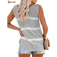 thumbnail image 3 of Spencer Women's Tie Dye Sleeveless Tank Tops Summer Loose Button Down Blouse Striped Vest T-Shirts Plus Size "Gray, L", 3 of 9