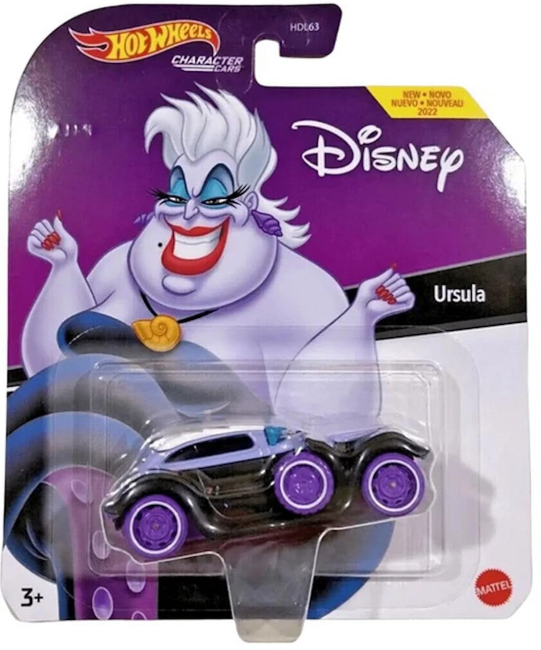 Hot Wheels Disney Character Cars Collection, The Little Mermaid Set of 3 Die-Cast Vehicles, Ages 3+