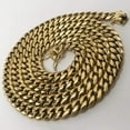 thumbnail image 2 of Mens Heavy Miami Cuban Link Chain Choker 14k Gold Plated Hip Hop Thick Stainless Steel 8mm/10mm/12mm/14mm/16mm Necklace/Bracelet, 2 of 8