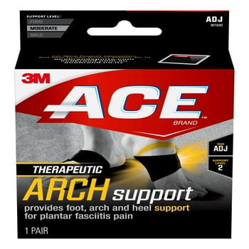 ACE Brand Therapeutic Arch Support for ar Fasciitis Pain, Adjustable, Black