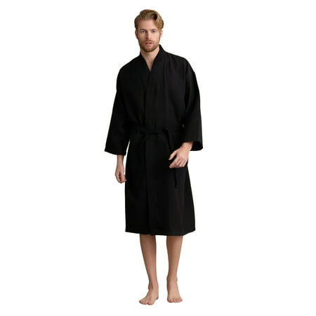 Handsome Waffle Spa Bathrobe for Men. Luxurious Square Pattern Turkish
