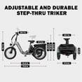 thumbnail image 5 of ACTBEST Electric Tricycle for Adults, 750W Motor 48V 15.6Ah Battery, 20" x 3.0" Fat Tire 3-Wheel Electric Bicycle, 7-Speed Step-Thru Electric Trike with Dual Suspension (Gray), 5 of 6