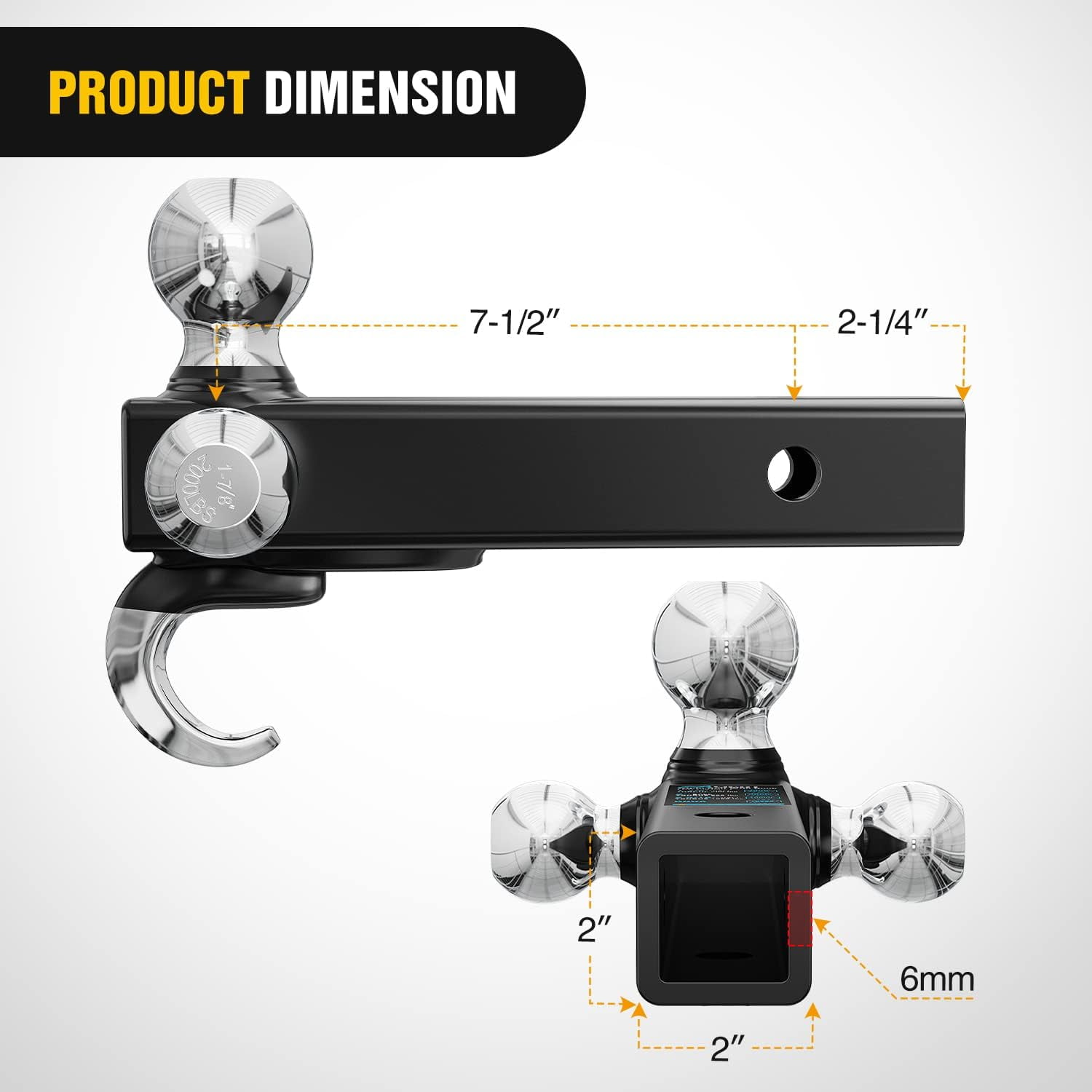 Nilight Shackle Hitch Receiver 2 Inch D Ring Recovery Hitch 45000 LBs Breaking Strength 3/4" Shackle with Trailer Pin Heavy Duty Recovery Towing Kit for Truck Jeep Off Road