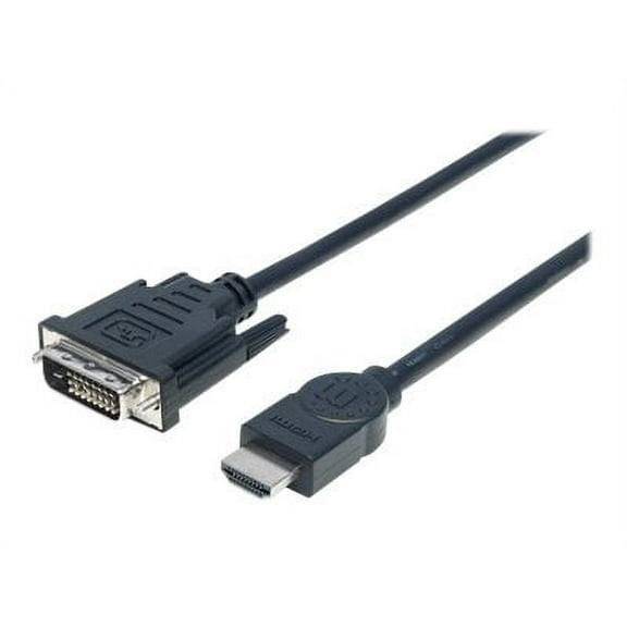 Manhattan HDMI Male to DVI-D 24 1 Male Cable, Dual Link, Black, 15 ft.