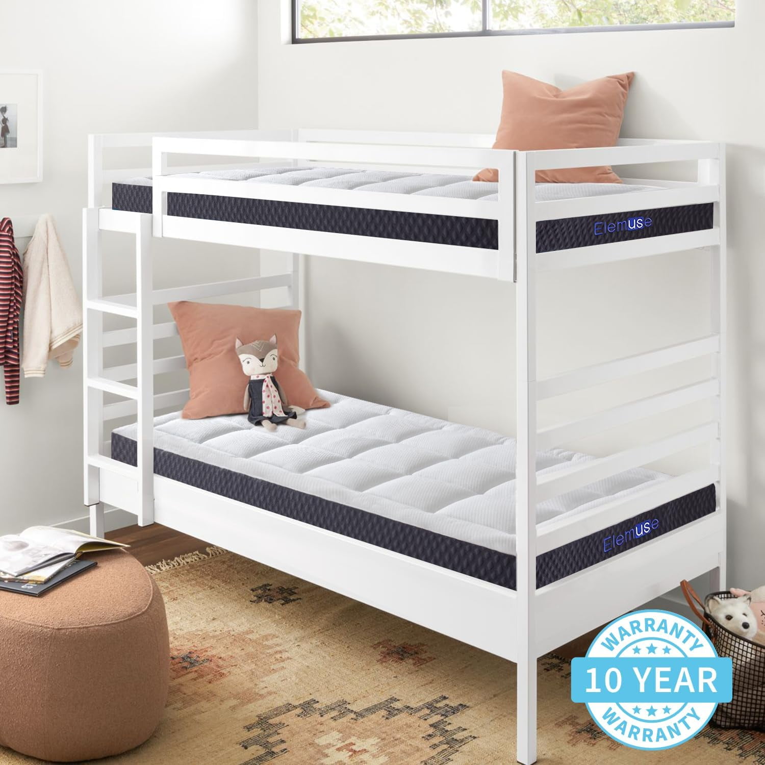 ELEMUSE 5 in Twin Mattress for Kids, Cooling Gel Memory Foam with Pillowtop